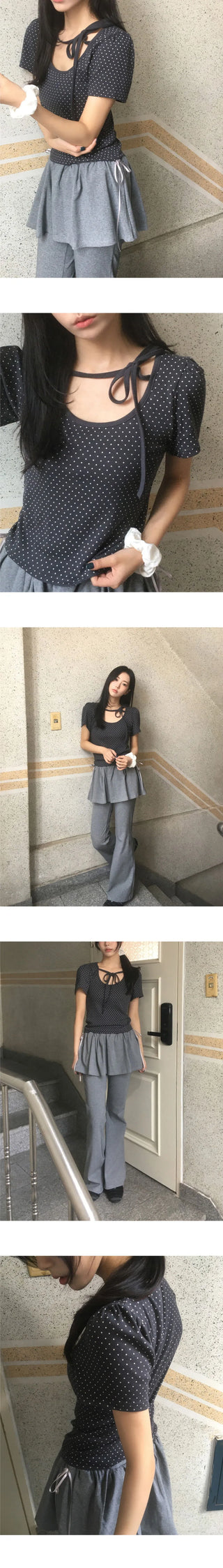 Hael Dot Puff Strap Short Sleeve T-Shirt