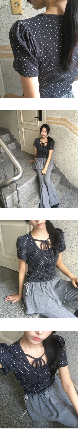 Hael Dot Puff Strap Short Sleeve T-Shirt