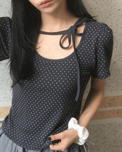 Hael Dot Puff Strap Short Sleeve T-Shirt