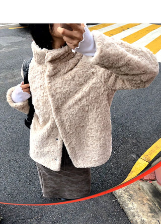 Nemin midi high neck fur jacket