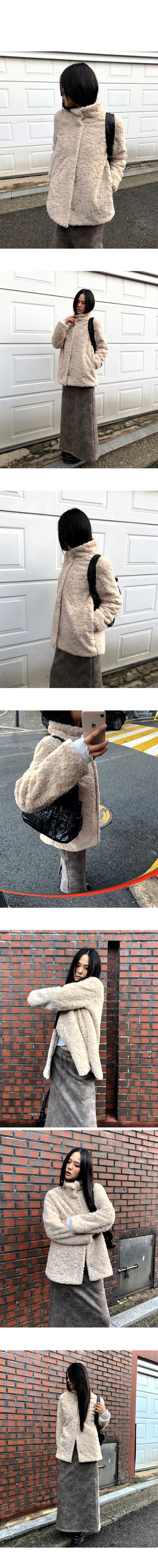 Nemin midi high neck fur jacket