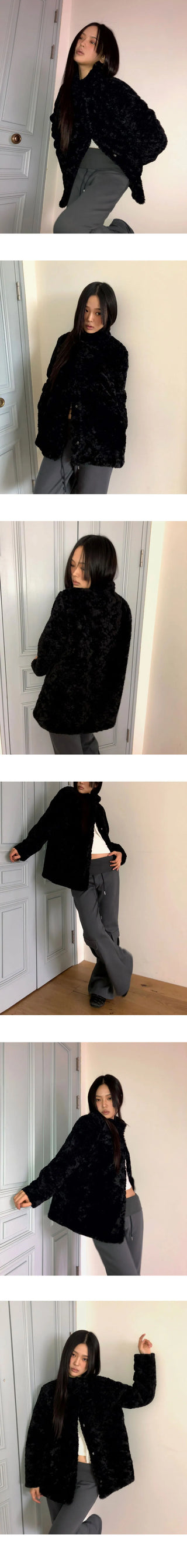 Nemin midi high neck fur jacket