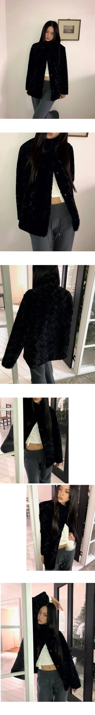 Nemin midi high neck fur jacket