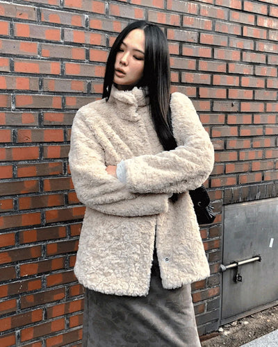 Nemin midi high neck fur jacket