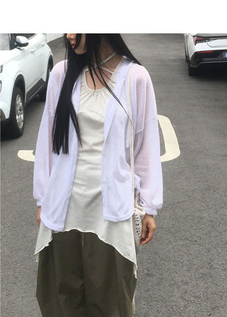 Tskin Sheer Linen Hooded Cardigan