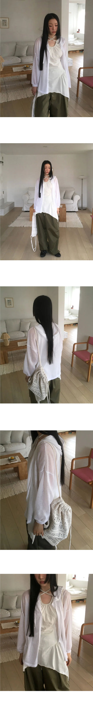 Tskin Sheer Linen Hooded Cardigan
