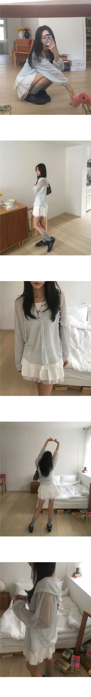 Tskin Sheer Linen Hooded Cardigan