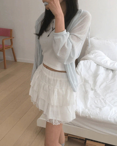 Charid Check Frill Mini Skirt