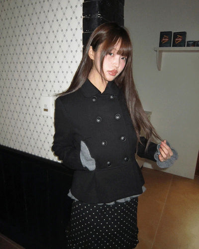 Doona shirring double-button jacket