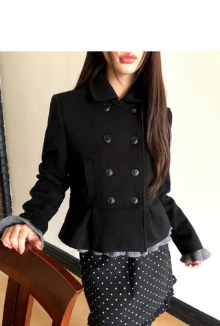 Doona shirring double-button jacket