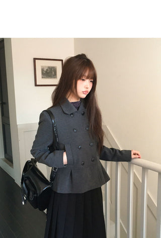 Doona shirring double-button jacket