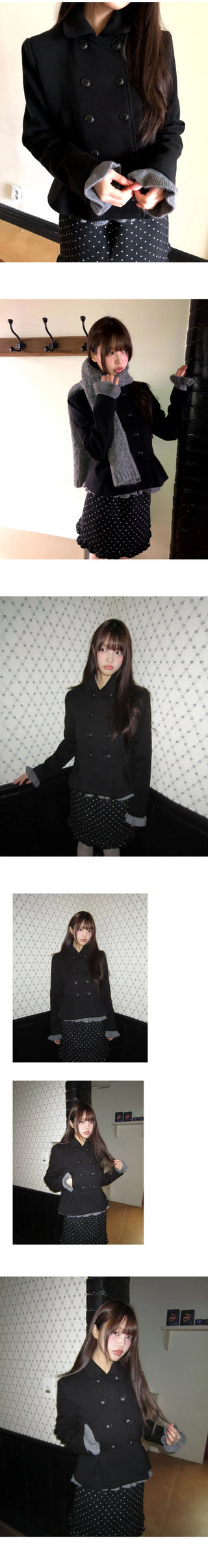 Doona shirring double-button jacket