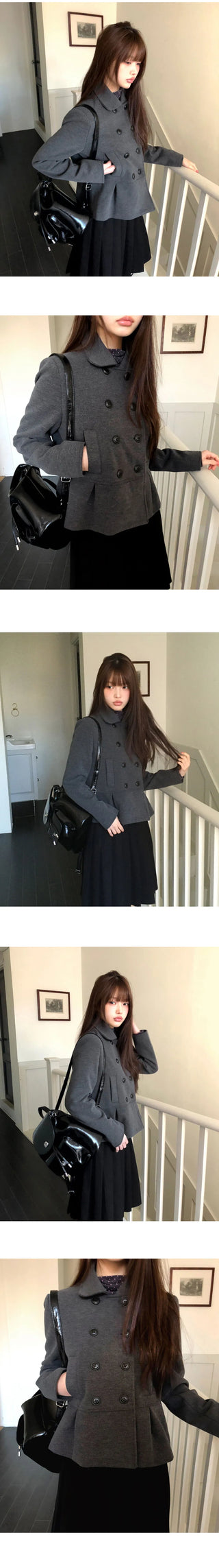 Doona shirring double-button jacket