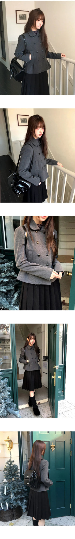 Doona shirring double-button jacket