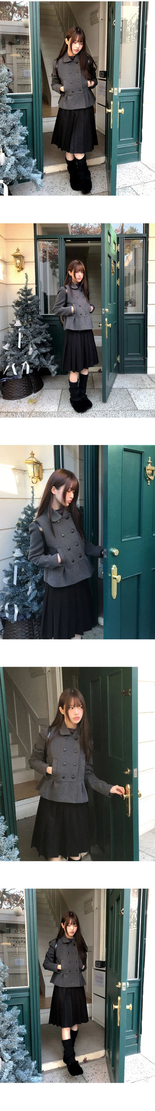 Doona shirring double-button jacket