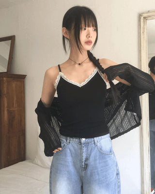 Donto Color Matching Lace Sleeveless