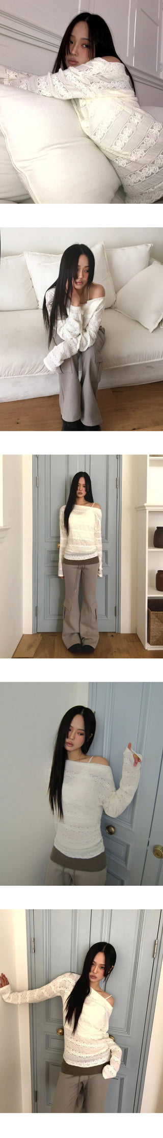 Nure Lace Off-Shoulder T-Shirt
