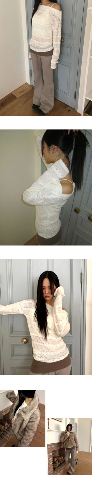 Nure Lace Off-Shoulder T-Shirt