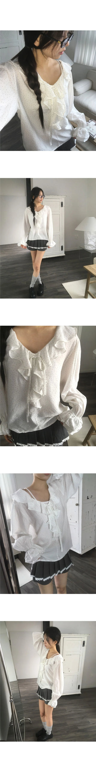 Ponto Dot Frill Blouse