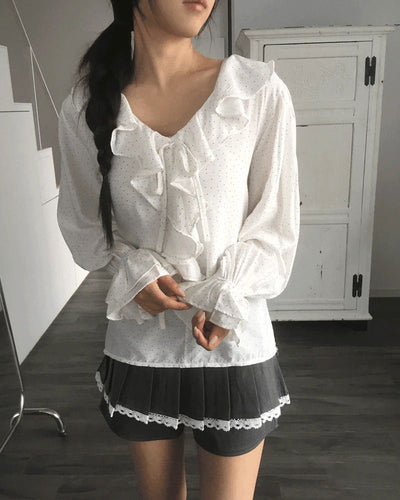 Ponto Dot Frill Blouse