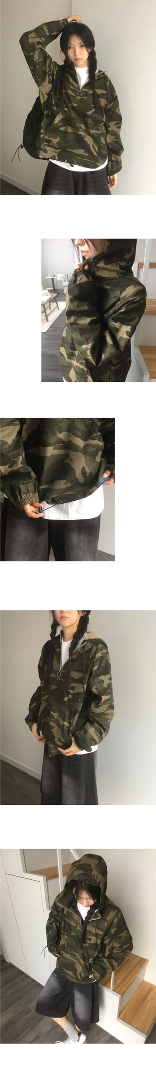 Teebu Camo Half Zip Hooded T-Shirt