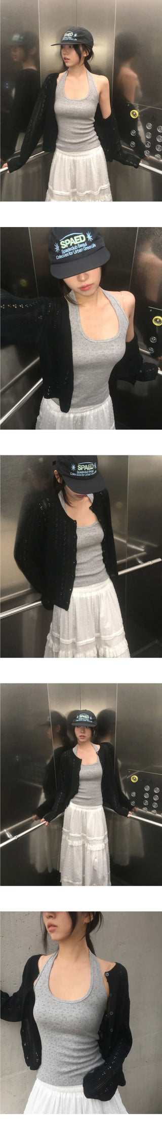 Bezel Punching Round Knitwear Cardigan