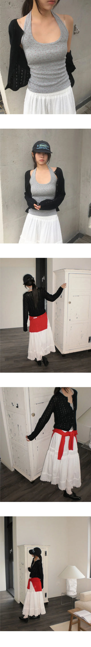 Bezel Punching Round Knitwear Cardigan