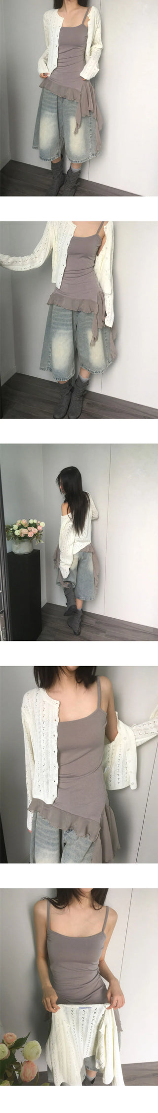 Bezel Punching Round Knitwear Cardigan