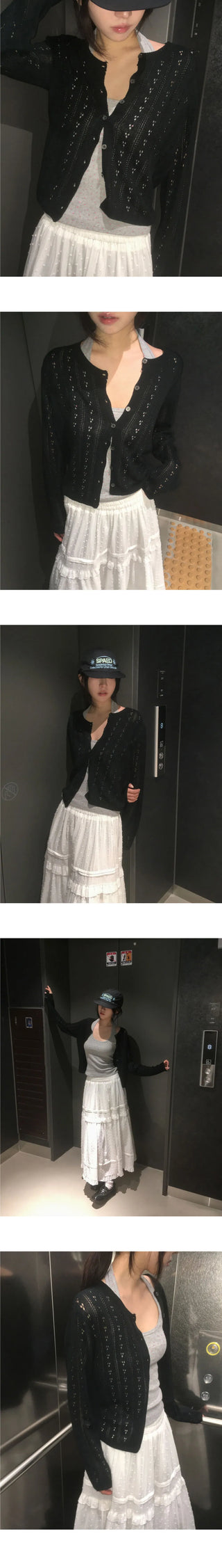 Bezel Punching Round Knitwear Cardigan