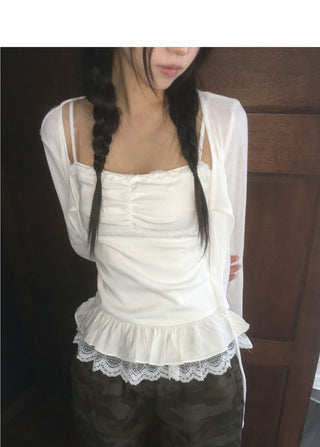 Paultin Layered Sleeveless Cardigan Set