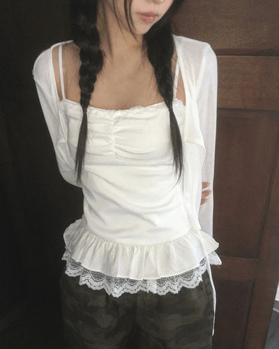 Paultin Layered Sleeveless Cardigan Set