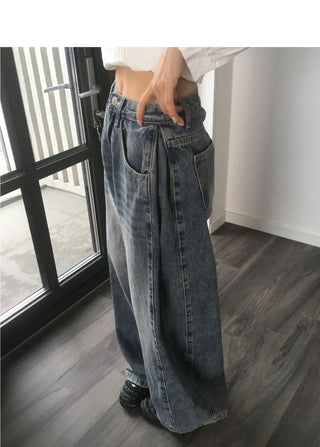 Teensy side pin tuck denim pants