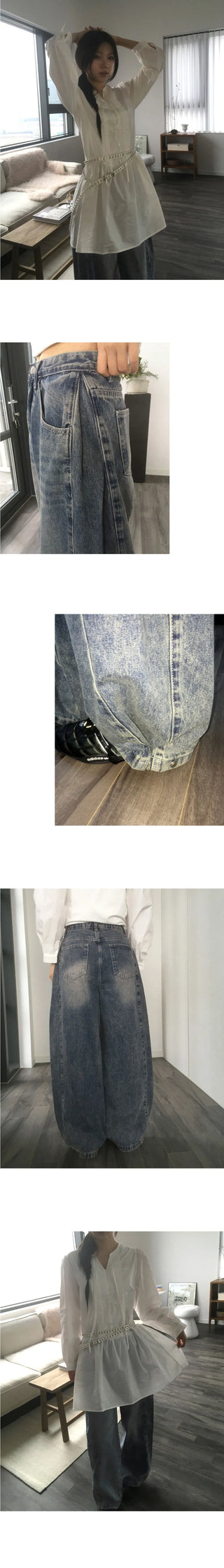 Teensy side pin tuck denim pants