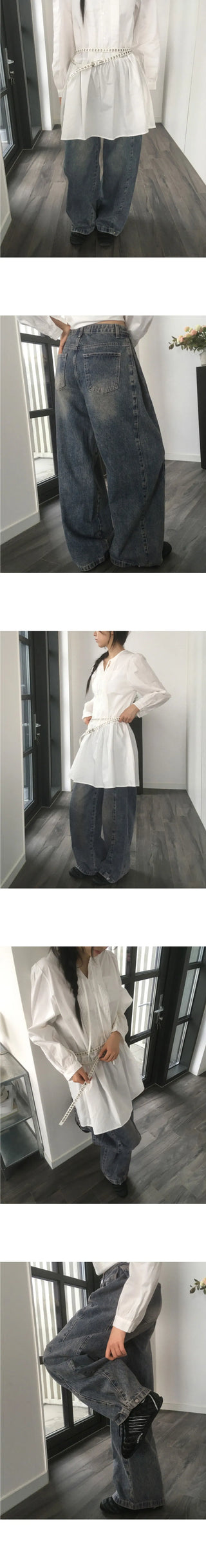 Teensy side pin tuck denim pants