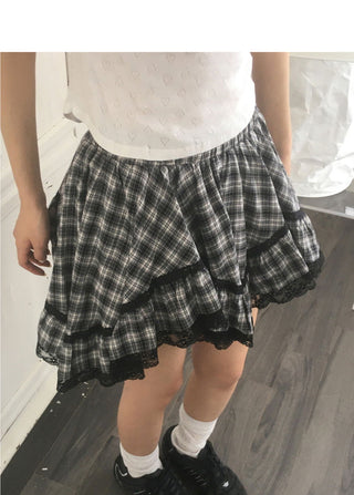 Bondin Check Lace Ankle Skirt