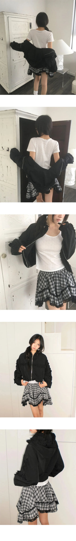 Bondin Check Lace Ankle Skirt