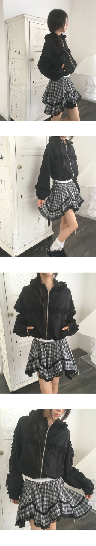 Bondin Check Lace Ankle Skirt