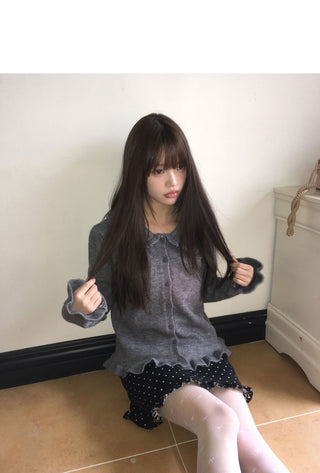 Super Min Frill Collar Knitwear Cardigan