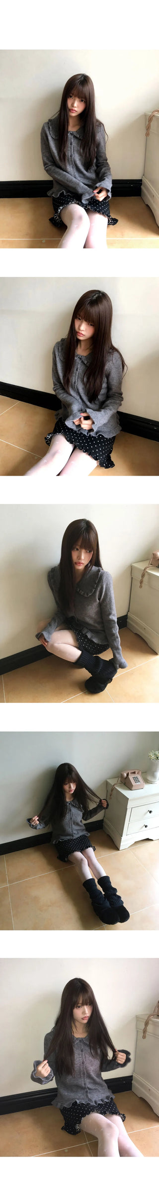 Super Min Frill Collar Knitwear Cardigan