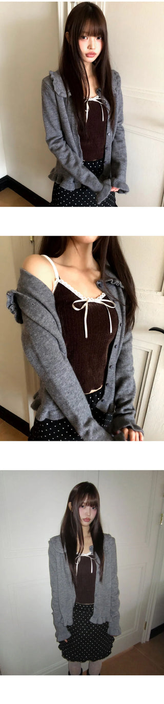 Super Min Frill Collar Knitwear Cardigan