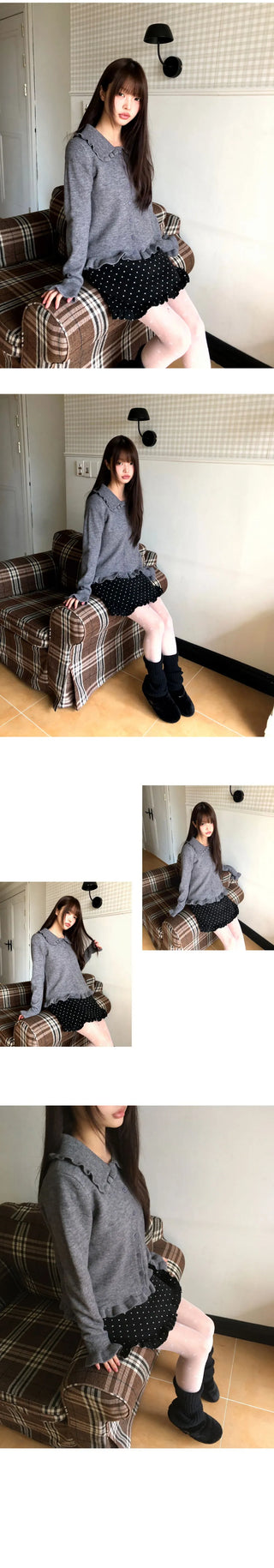 Super Min Frill Collar Knitwear Cardigan