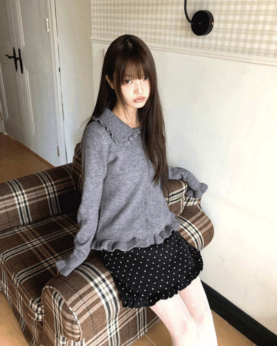 Super Min Frill Collar Knitwear Cardigan