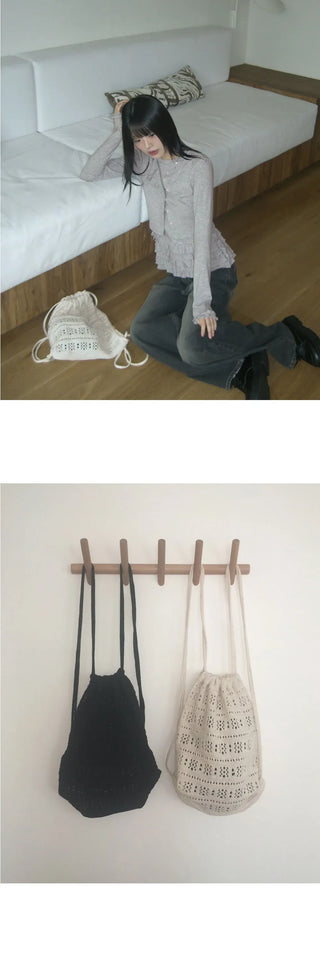 Naro Punching Knitwear String Backpack