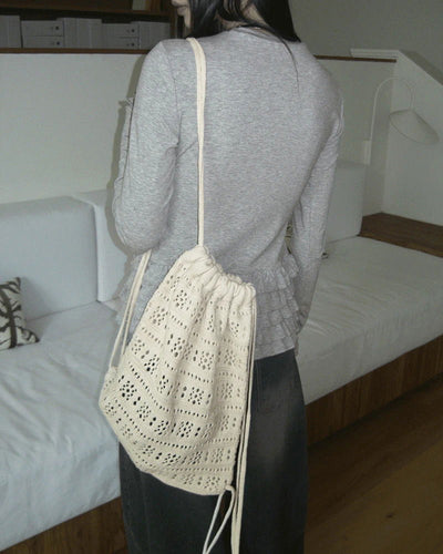 Naro Punching Knitwear String Backpack