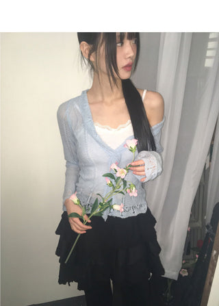 Monet Sheer Frill Knitwear Cardigan