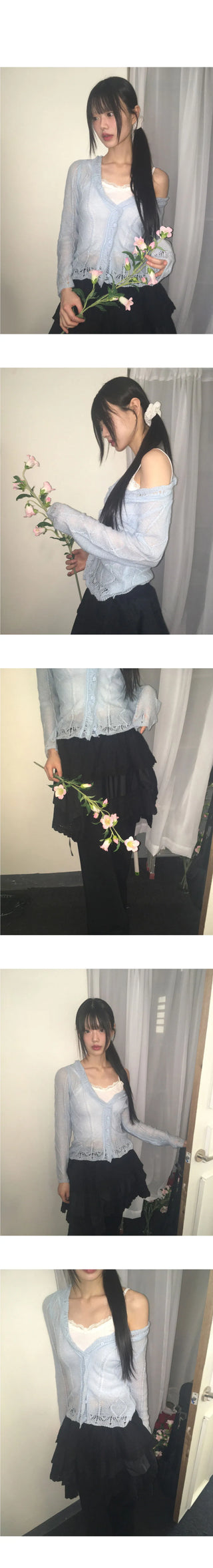 Monet Sheer Frill Knitwear Cardigan
