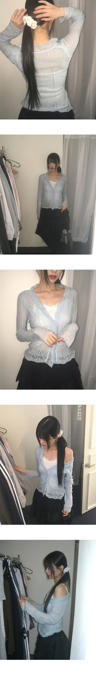 Monet Sheer Frill Knitwear Cardigan