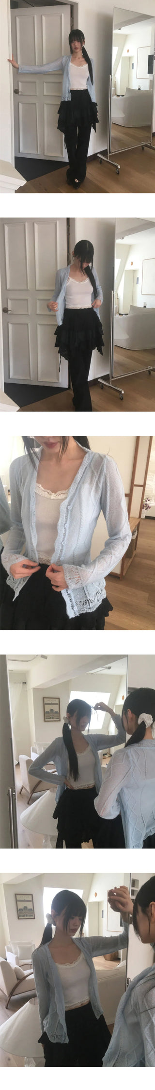 Monet Sheer Frill Knitwear Cardigan