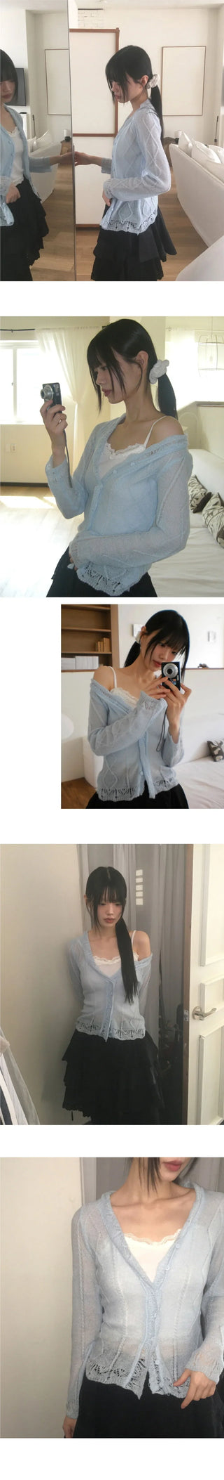 Monet Sheer Frill Knitwear Cardigan