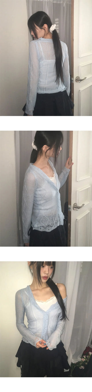 Monet Sheer Frill Knitwear Cardigan